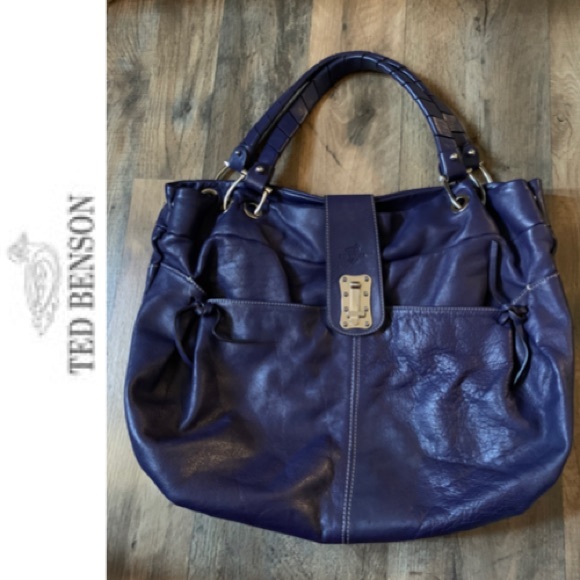 Ted Benson Handbags - Ted Benson Italian Purple Leather Hobo
